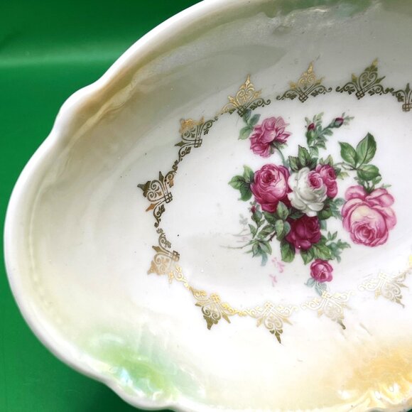 Schumann Bavaria Eleanor Oval Serving Bowl 8" Floral Gold Trim Vintage Germany - Picture 11 of 12